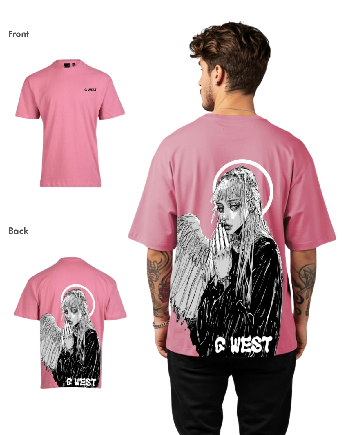 G West Mens Oversized Angel Girl Tee