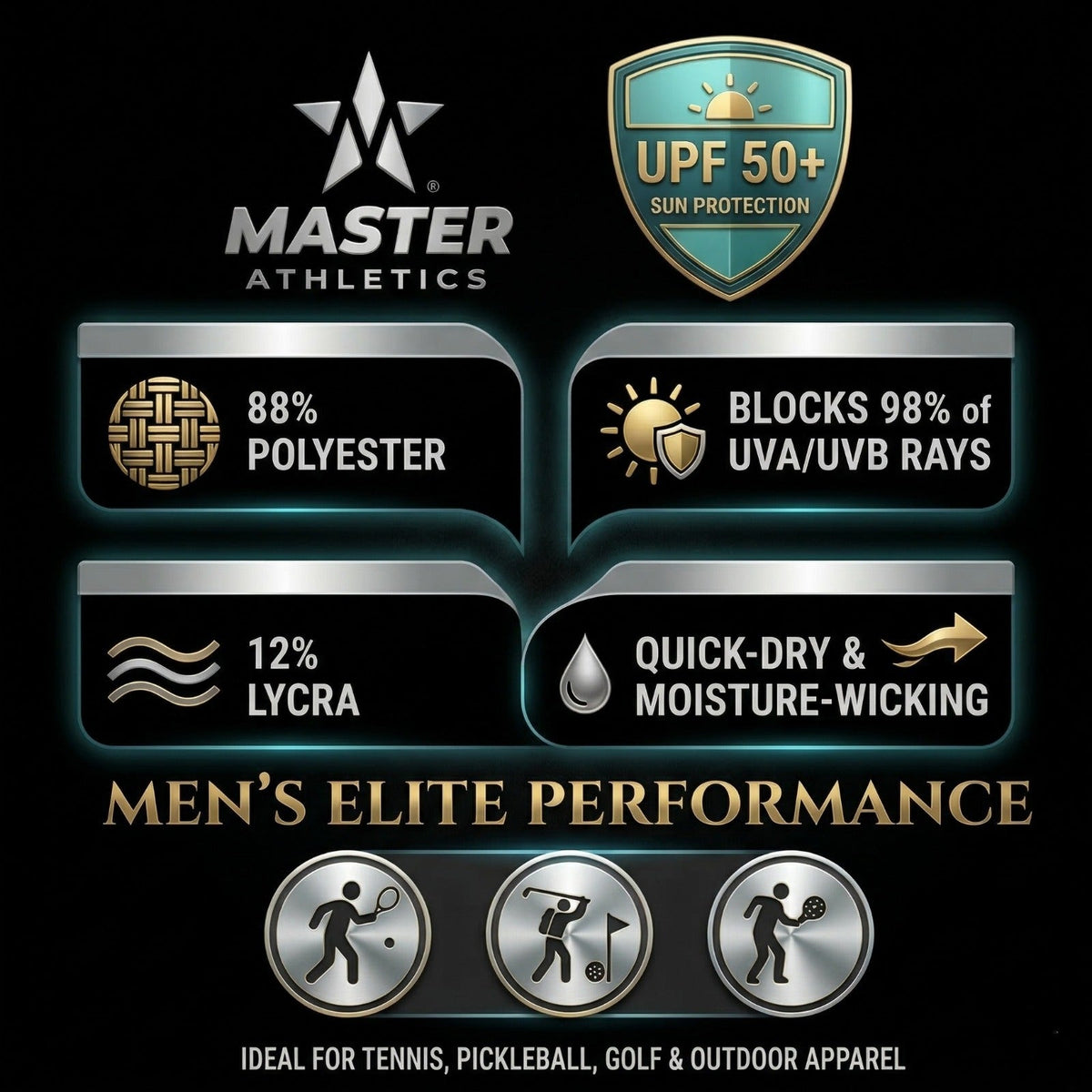 Master Athletics Men's Elite Performance Long Sleeve Crew - UPF 50+