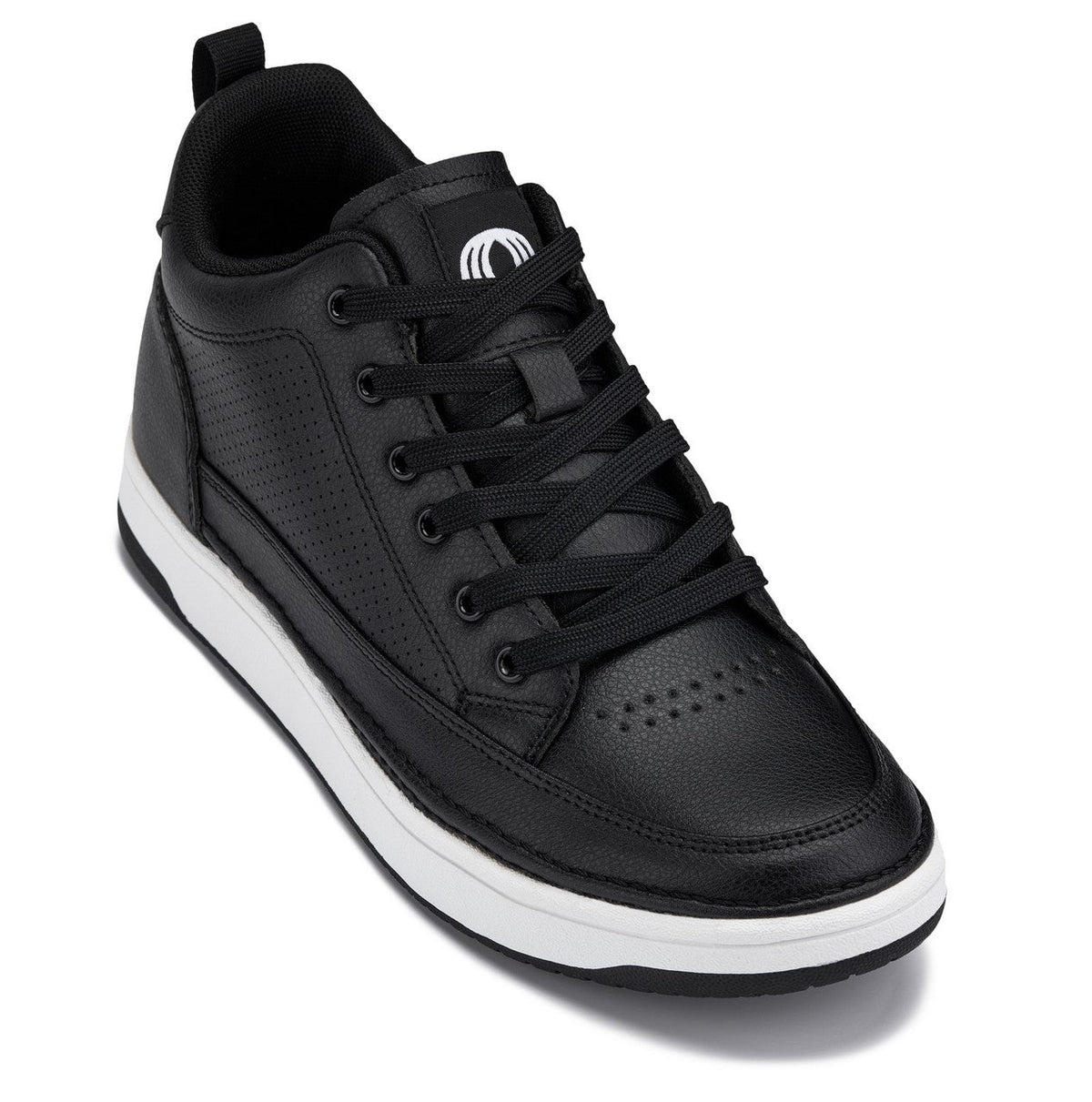 CALTO - Q271  - 2 Inches Taller (Black Noir) - Elevated Leatherette Micro-Perforated Sneakers