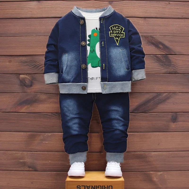 Boys Clothing Sets New Kids Cotton Suit Autumn Long - sleeved Three piece jacket+jeans+t-shirt fashion casual children Sets